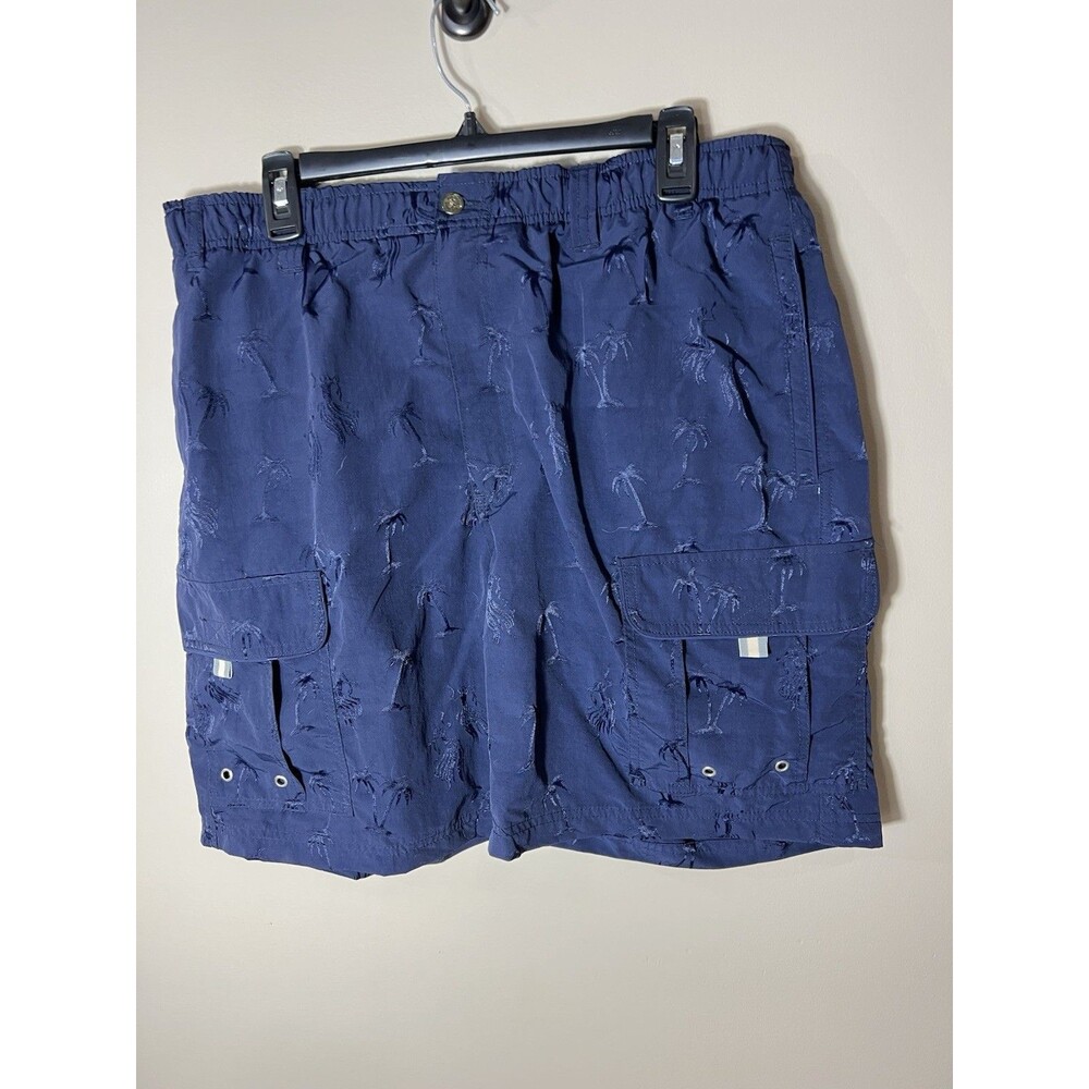Big Dogs Men's Medium Palm Blue Cargo Shorts Elastic Waist NEW